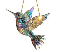 CTDWNT Hummingbird Stained Glass Suncatcher,Bird Sun Catchers Indoor Window,Hummingbird Kingfisher Double Side Glass Panel Window Hanging Decor,Acrylic Birds on Branch Gifts for Bird Lovers
