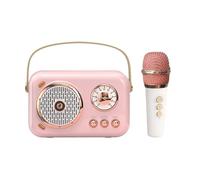 CTDWNT Portable Bluetooth Speaker with Microphone Set,Retro Bluetooth Speaker with Home Karaoke Machine,Portable Handheld Karaoke Mics Speaker Machine for Kids and Adults Party Birthday(Pink)
