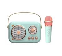 CTDWNT Portable Bluetooth Speaker with Microphone Set,Retro Bluetooth Speaker with Home Karaoke Machine,Portable Handheld Karaoke Mics Speaker Machine for Kids and Adults Party Birthday(Blue)
