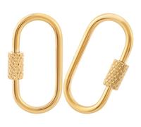 CTEAKOP 2 Pcs Locking Carabiner Small, Oval Jewelry Carabiner, Gold Carabiner Clasp, Metal Carabiner Necklace for DIY Necklace Bracelets Jewelry Making Hook (Gold)