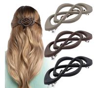 CTEAKOP 3 Pcs French Flat Hair Clips for Women, Matte Finish French Hair Clips, Flat Claw Clips, Hair Barrettes for Women Thick Hair (Black, Brown, Khaki)