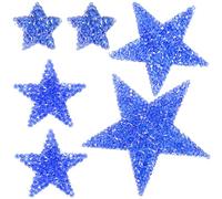 CTEAKOP 6 Pcs Adhesive Star Patches Iron on, Star Iron on Patches, Iron on Rhinestones for Clothing, Hats, Jeans, Dress, Jackets, Bag, Crafts (Blue)