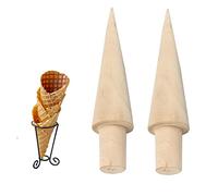 CTForest Pack of 2 Waffle and Ice Cream Moulds, Waffle Cone Roller, Waffle Horn Wooden Ice Cream Cone Maker, Suitable for Making DIY Waffles and Ice Cream Cones (Brown)