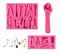 CTForest Pack of 3 Silicone Moulds, Fondant, 3D Hard Tools, Silicone, Wrench Cake Mould, Suitable for Making Cakes (Pink)