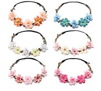 CTForest Pack of 6 Daisy Flower Headbands, Wedding Hair Wreath, Flower Wreath Hair, Perfect for On the Go or as a Gift (6 Styles)