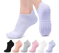 CTHH 6 Pairs Pilates Socks Yoga Socks Non-Slip Grip Socks for Women Pilates, Pure Barre, Hospital, Barefoot Workout, Pregnant, 03 Multicolor B, S/M