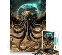 Cthulhu Cosmic Horror Jigsaw Puzzle 1000 Piece for Teenagers Recall Enhancer Creative Craft Pattern Build Birthday Idea (38x26cm)