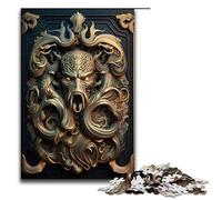 Cthulhu Golden Art Deco Jigsaw Puzzles for Adults Wooden Puzzles Challenging Brain Teaser for Teenagers Family Fun Interactive Game 1000 PCS(75x50cm)