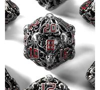 Cthulhu Hollow Metal Dice Set 7 pcs Suitable for Dungeons and Dragon RPG D&D Explorers Savage World and Table Games Polyhedral Dice D20 D12 D10 D8 D6 D4 D100 (02 Black)