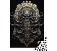 Cthulhu Horror Art Deco 1000-Piece Puzzle for Adults, 70x50cm/1000pcs; An Unhurried Indoor Weekend Activity; Low-dust White Pieces for Sorting