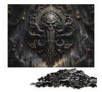 Cthulhu Horror Art Deco Wooden Puzzle 1000 Pieces, Adult Jigsaw | Section-by-section building - less screen time at home at your own pace.