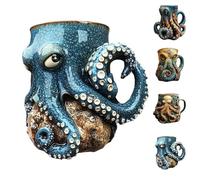 Cthulhu-Inspired Pirate Tankard, 3D Octopus/Kraken Design Beer Mug for Bar Restaurant Home, Dragon Collector Themed Party Decoration Drinkware Gift for Men,Medieval Pirate Beer Cup (D)