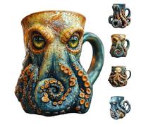 Cthulhu-Inspired Pirate Tankard, 3D Octopus/Kraken Design Beer Mug for Bar Restaurant Home, Dragon Collector Themed Party Decoration Drinkware Gift for Men,Medieval Pirate Beer Cup (B)