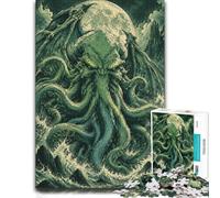 Cthulhu Monster Moon Ocean Wooden Puzzle for Adults, Hobby, 500 Pieces | During puzzle time: Jigsaw Puzzle Gift - home hobby for puzzle fans on quiet evenings.
