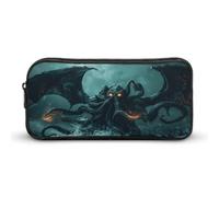 Cthulhu Monster Print Pencil Pouch Cute Pen Case with Zippered Aesthetic Makeup Bag