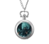 Cthulhu Monster Vintage Pocket Watch with Chain Arabic Numerals Scale Quartz Pocket Watches Gifts for Men Women