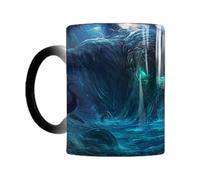Cthulhu Mug - Heat Sensitive 12 Oz, Black to Mythological Art Coffee Cup, Magic Temperature Color Change, Old God Calling Design | Thermal Reactive Ceramic for Tea Birthday Christmas Gift