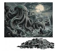 Cthulhu Mythos Octopus Classic Wooden Puzzle for Adults, 300 Pieces | Adult Jigsaw Puzzle - family tabletop activity during indoor leisure.