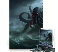 Cthulhu on The Ocean 1000-piece Puzzle for Teenagers Tension Relief Firm Cut Playful Challenge Fine Art (50x75cm)