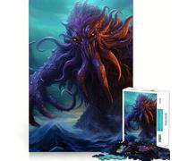 Cthulhu on The Sea 1000 Piece Jigsaw Puzzle for Teenagers Mental Boost Bright Print Fun Challenge Birthday Art Gift (38x52cm)