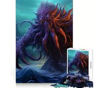 Cthulhu on The Sea 1000 Piece Jigsaw Puzzle for Teenagers Mental Boost Bright Print Fun Challenge Birthday Art Gift (38x52cm)