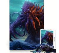 Cthulhu on The Sea Jigsaw Puzzle for Adults 1000 Pieces Serene Game DownTime Game Pattern Build Xmas Gift (50x75cm)