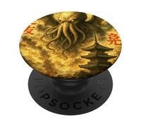 Cthulhu Over Edo Vintage Japanese Ukiyo-e Cosmic Horror PopSockets Adhesive PopGrip