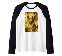 Cthulhu Over Edo Vintage Japanese Ukiyo-e Cosmic Horror Raglan Baseball Tee
