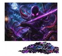 Cthulhu Samurai Octopus Animal Classic Wooden Puzzle for Adults, 300 Pieces | Shared puzzle challenge with solo or shared puzzle time during indoor leisure.
