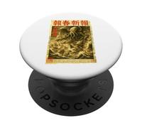 Cthulhu Sea Battle Vintage Japanese Ukiyo-e Horror Newspaper PopSockets Adhesive PopGrip