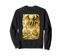 Cthulhu Sea Battle Vintage Japanese War Ship Sea Monster Sweatshirt