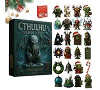 Cthulhu: Terrors of Yule - Advent Calendar 2025, 24 Days Cthulhu Advent Calendar with 24 Classic Image Ornament, 2D Acrylic Design, for Fans of H.P. Lovecraft, Gothic Collectors