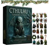 Cthulhu: Terrors of Yule - Advent Calendar 2025, Christmas Advent Calendar 2025 with 24 Hanging Cthulhu Monsters Ornament, 2D Acrylic Design, for Monster Fans and Collectors (Dark Gray-1 set)