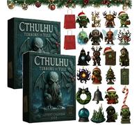 Cthulhu: Terrors of Yule - Advent Calendar 2025, Funny Gothic Christmas Advent Calendar 2025, 24 Days of Cryptid Advent Calendar with 24 Hanging Cthulhu Monsters for Monster Fans & Collectors (2Set)