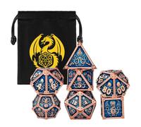 Cthulhu Theme DND Dice Set, Blue Metal Polyhedral Dice for Pathfinder Warhammer MTG, Cthulhu TRPG Accessories, DND Starter Set with Gift Bag, Birthday Gifts for D&D Fans, for Men Women