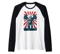 Cthulhu Tokyo Poster, Vintage Eldritch Cosmic Horror Raglan Baseball Tee