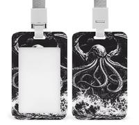 Cthulhuss Rising from The Ocean Fashion ID Badge Holder Sliding Vertical Name Tag Card Protector with Lanyard