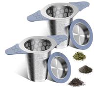 CTIANWXY 2PCS Tea Infuser for Loose Leaf Tea,18/8 Stainless Steel Tea Infuser with Heat Proof Silicone Handles,Extra Fine Mesh Tea Strainers Filter Fine Tea Leaves Effectively,Fits TeaPots/Mugs