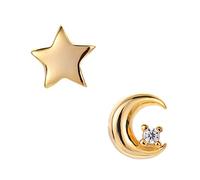 CTIRCHIU 1 Pair Asymmetric Star Moon Earrings Gold Creative Silver Ear Accessories for Women Stylish Decorative Jewelry for Girlfriends Daughters and Friends