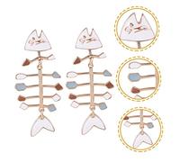 CTIRCHIU 1 Pair Fish Bone Earrings for Women Creative Funny Dangle Jewelry Unique Design for Friends Accessory for Various Styles