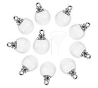 CTIRCHIU 10 Pcs Transparent Glass Ball Charms with White Hollow Pendant DIY Supplies for Bracelets Necklaces Jewelry Making Creative Wish Bottle Accessories