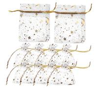 CTIRCHIU 100Pcs Organza Drawstring Bags for Jewelry Candy Elegant Star Moon Design for Weddings Parties and Favors