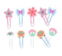 CTIRCHIU 10pcs Cartoon Hippy Paper Clips and Bookmarks Vintage Style Small Decorative Paperclip Set for Boys and Girls Reading and Office Organizing Random Style