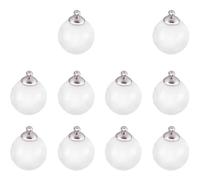 CTIRCHIU 10pcs Fillable Plastic Ball Charms Silver Caps for DIY Jewelry Making and Christmas Decorations, 8mm Hollow Sphere Pendants for Bracelets and Earrings