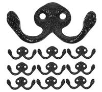 CTIRCHIU 10pcs Heavy Duty Iron Coat Hooks with Antique Finish, Black Wall Mounted Storage Hooks for Clothes, Towels, and Keys, Versatile Vintage Charm Design for Home and Kitchen