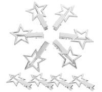 CTIRCHIU 10pcs Metal Star Shape Hair Clips for Women Cute Hair Accessories Durable and Secure Snap Clips for Bangs and Messy Stylish Silver