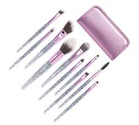 CTIRCHIU 10pcs Professional Makeup Brush Set with Soft Artificial Fiber Bristles for Natural Finish Multi-function Cosmetic Brushes with Crystal Handles Includes Purple Pu Bag for Daily