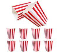 CTIRCHIU 10pcs Red Striped Popcorn Boxes Bulk Popcorn Containers with Floral Pattern for Party Snacks Movie Night Holders Small Cardboard Storage Tubs