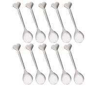 CTIRCHIU 10pcs Stainless Steel Heart Dessert Spoons and Smooth Head, Excellent Polishing, Silver Cutlery for Cake, Coffee Stirring, and Household Use