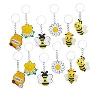 CTIRCHIU 12Pcs Cute Bee Keychain with Daisy Flower Design Cartoon Bee Bag Pendant and Party Favors Stylish Keyring Charms for Backpacks Purses Car Keys Gift Accessories